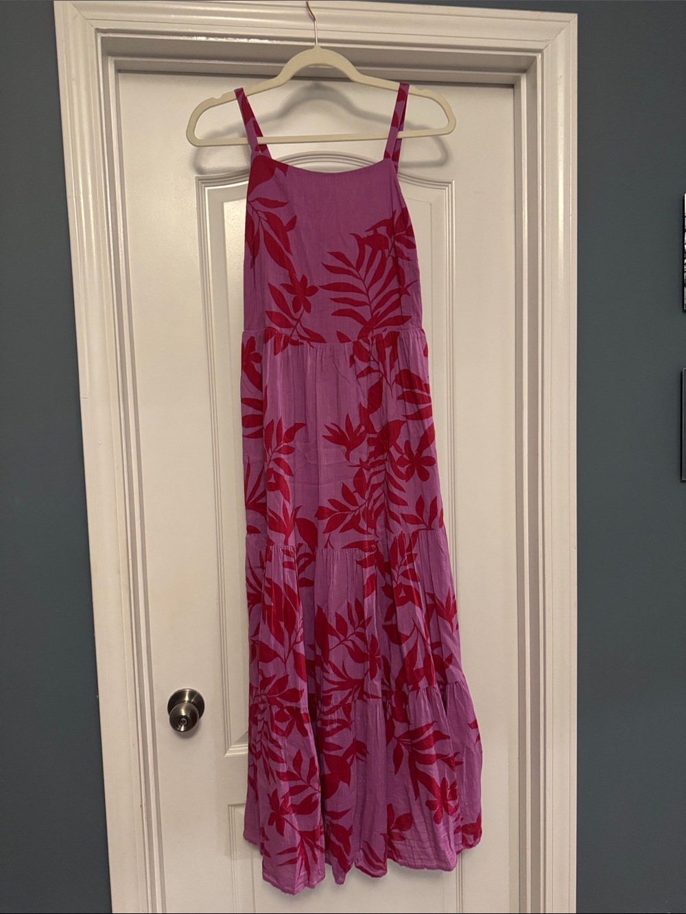 Old Navy Pink Maxi Dress with Red Floral Print